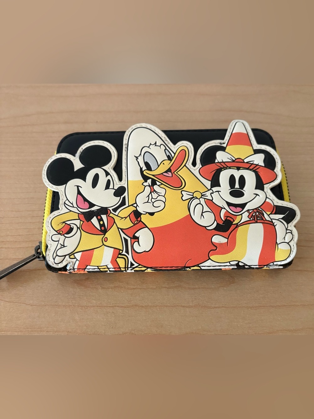 Loungefly Disney Mickey Minnie Donald Candy Corn Zip Around Wallet Halloween